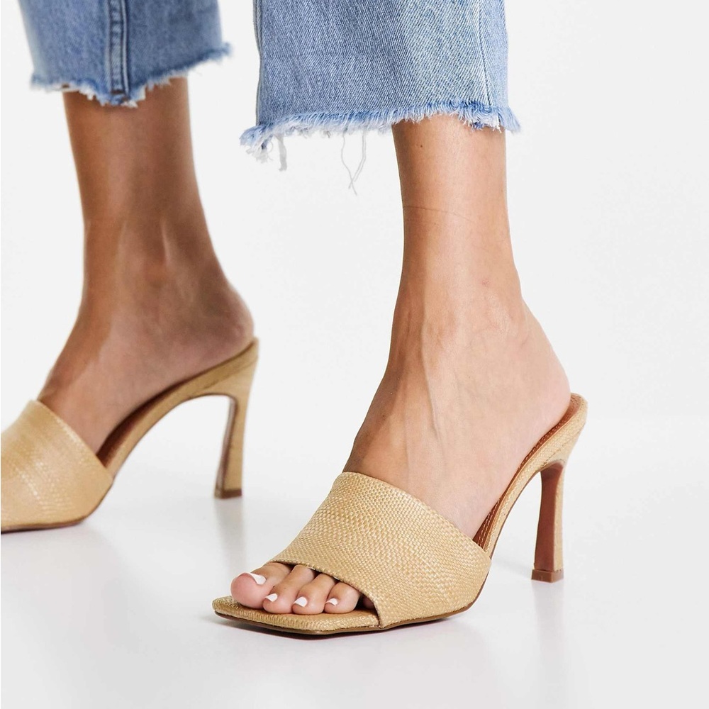 ASOS DESIGN Hattie mid-heeled mule sandals in natural